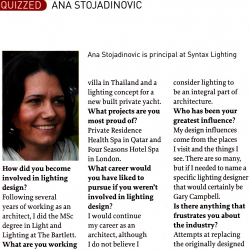 Ana Stojadinovic quizzed by Lighting magazine